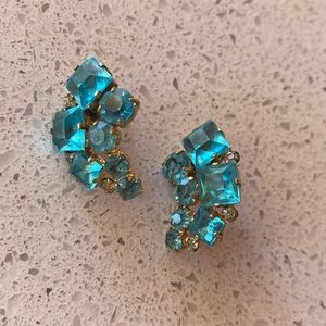 Aqua blue costume earrings
